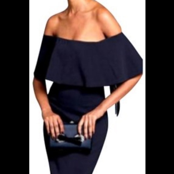 Badgley Mischka Off the Shoulder black long formal gown dress Sz 10 - Picture 4 of 15